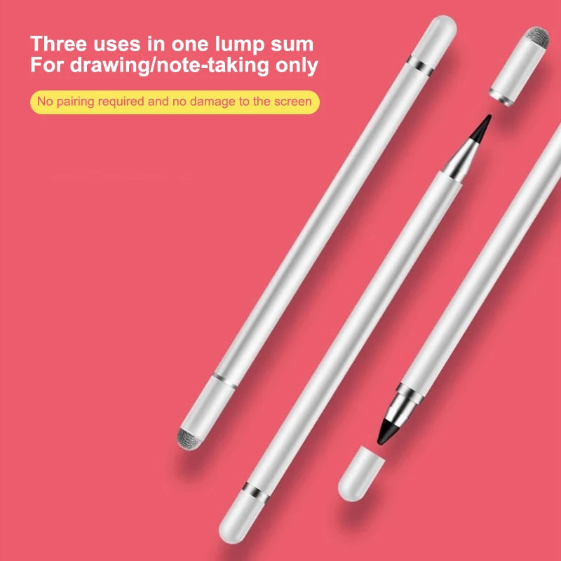 Premium Universal Stylus Pen for Smart Phones, iPads, & Tablet Drawing - 3 in 1 Design