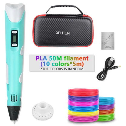 3D Printing Pen 2023 New 3D Pen with PLA Filament for Children Kids Creative DIY Pens Child's Birthday Gift Christmas