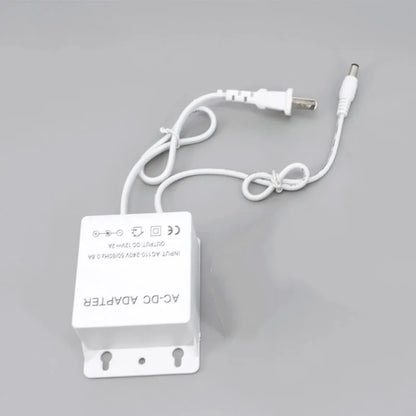 12V 2A Power Supply Adapter for CCTV Security Camera - US/EU Plug, White Waterproof Mini DC Power Adapters