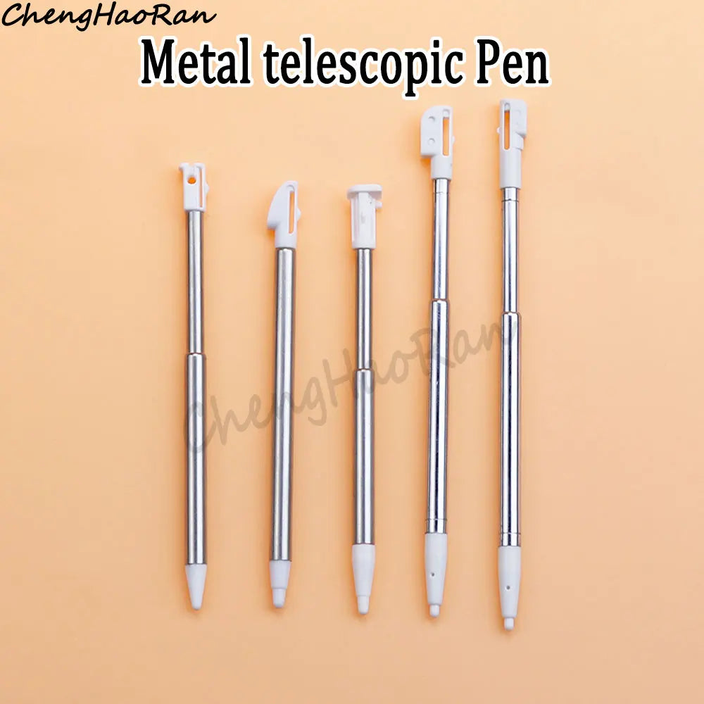 3 Pcs White Metal Retractable Pen & Plastic Pen For New 3DS XL LL/New 2DS LL XL /NDSL NDS Lite NDSi NDS Wii U 2DS 3DS Stylus Pen