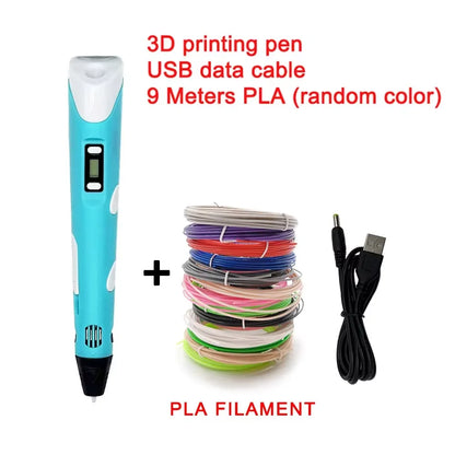 3D Printing Pen with 9M PLA Filament High Temperature 3D Drawing Pen Creative Graffiti Toy Gift for Christmas Birthday