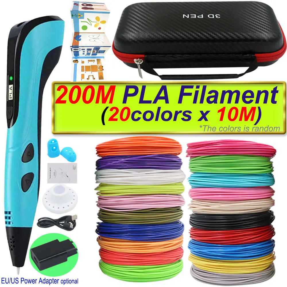 2026 New 3D Printing Pen 3D Pen With Power Adapter LCD Display Travel Case PLA Filament Birthday Christmas Gift Loved by Kids
