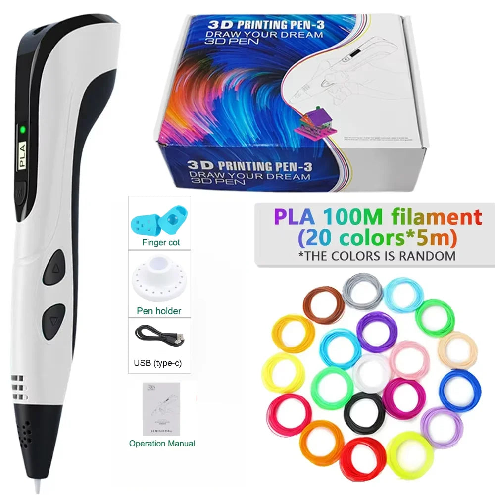 New Style 3D Printing Pen 3D Pen Set for Kids with Power Supply Pla Filament Travel Case Birthday Christmas Gift for Kids