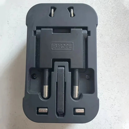 Universal AC power adapter with dual USB charging ports, universal travel plugs and sockets, EU-US AC power adapter