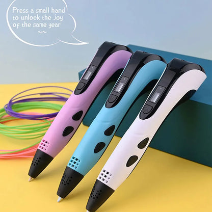 3D Printing Pen Set for Children with LCD Screen Power Adapter 30Color PLA Filament Travel Case Birthday Christmas Gift for Kids