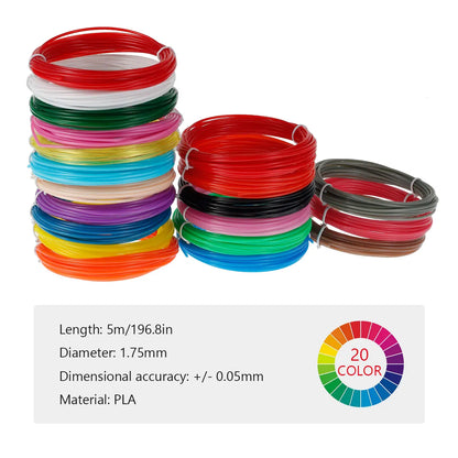 3D Pen Filament Refills 40 Colors 3D Printer PLA 1.75 mm Filament 5M For MYNT3D SCRIB3D PIKA3D 3D Pen 1.75mm 3D Prining Pens