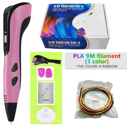Third-Generation Super 3D Pen, with 1.75mm PLA Filament, LED Display, 3D Printing Pen, Children's Birthday or Christmas Gift
