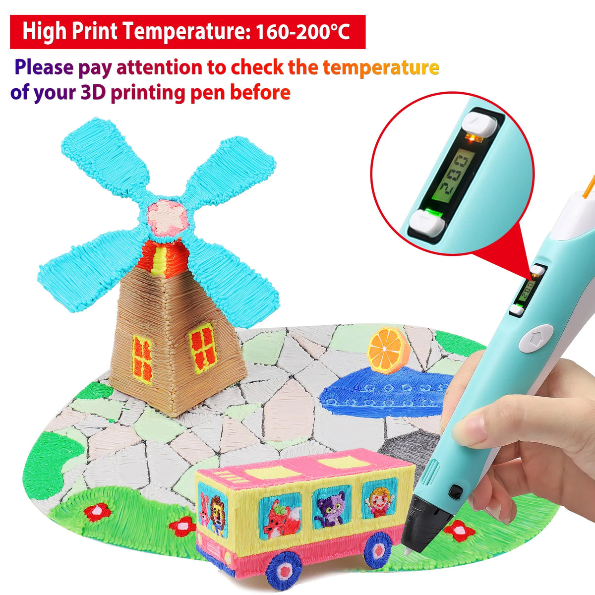 32 Colors 3D Pen Filament 1.75mm PLA, Each Color 10Feet(3m), Total 320 Feet (96m) 3D Pen Filament Refills, Random Color