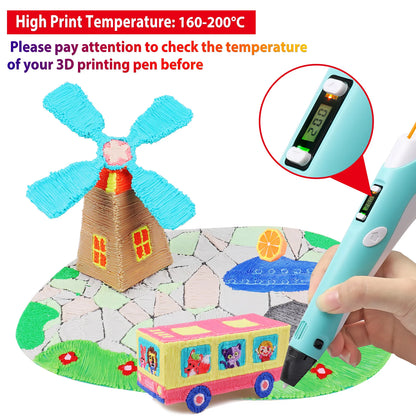 32 Colors 3D Pen Filament 1.75mm PLA, Each Color 10Feet(3m), Total 320 Feet (96m) 3D Pen Filament Refills, Random Color