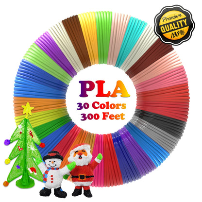 30 Colors 3D Pen Filament, 3m per Color Total 90m 3D Pen Filament Refills, PLA Filament for 3D Pen, Arts Crafts Drawing