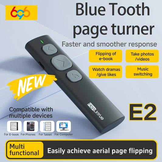 Bluetooth Page Turner Camera/Music Control Pen Paging Device E-book Reader Swipe Short Video Remote Control Supports IOS Android