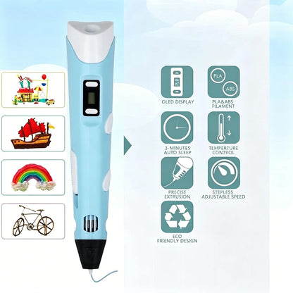 Electronic 3D Printing Pen with 36M PLA Consumables High-Temperature 3D Graffiti Tool Intelligent Toy Christmas Birthday Gift