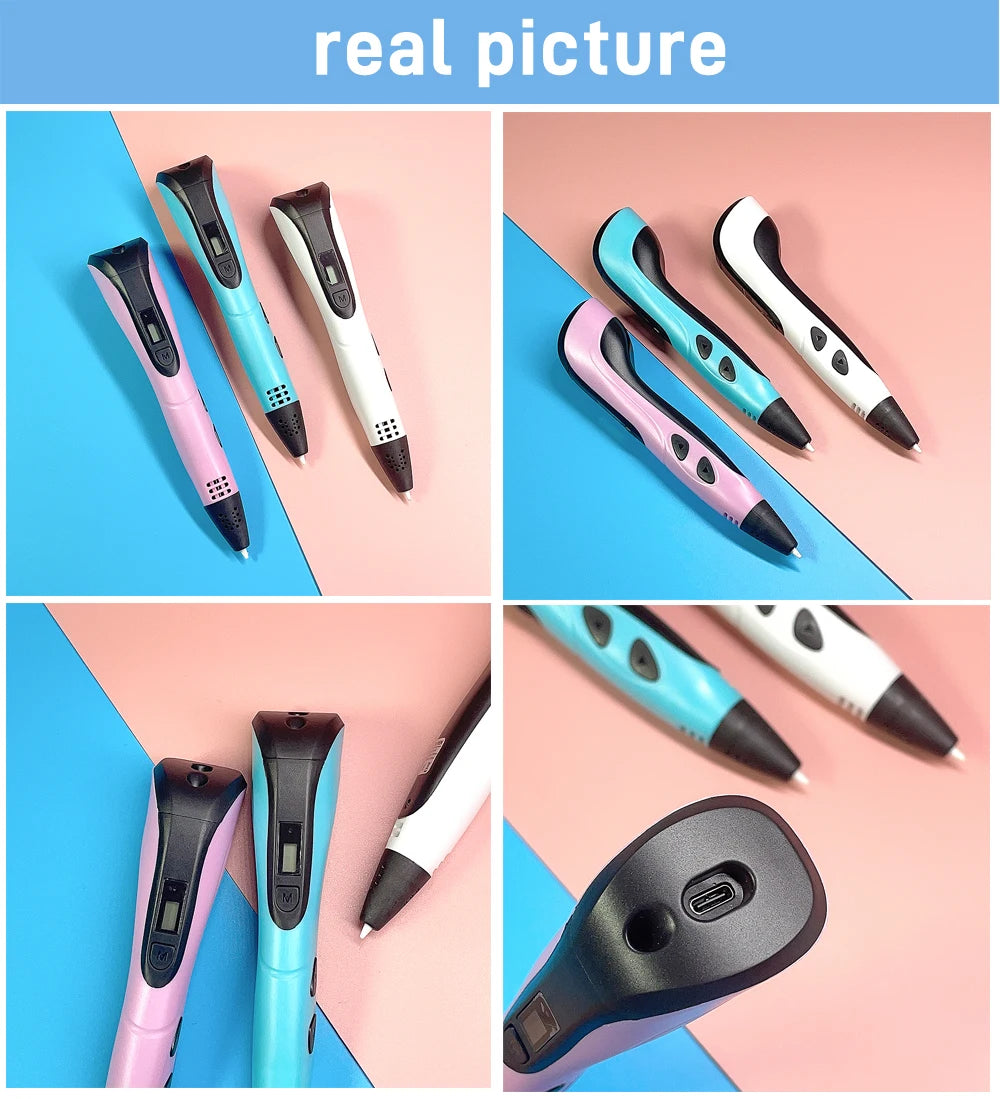 3D Pen Set For Children 3D Printing Pen with LED Screen 100M PLA Power Adapter Travel Box Christmas Birthday Gift for Kids
