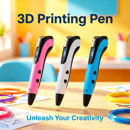 New Digital Display 3D Printing Pen Set Three Colors Optional Creative 3D Drawing Pen Kit Multicolor PLA Material for Handcraft