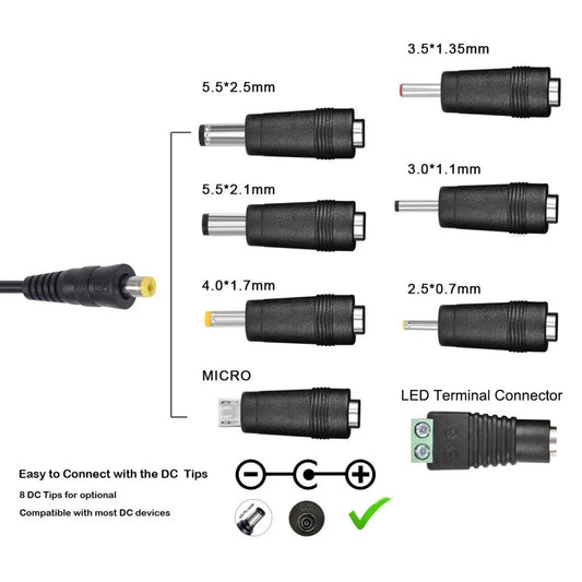 DC 3V 4.5V 5V 6V 7.5V 9V 12V 30W Adapter US EU UK AU Adjustable Power Adapters USB 2.1A Universal Charger Switch Power Supply