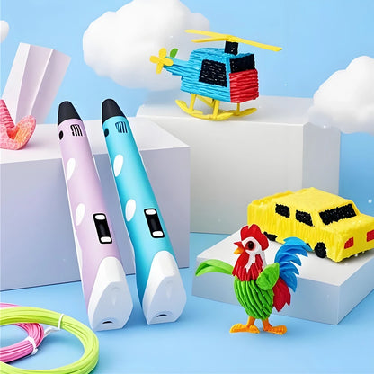 3D Pen for Kids Children 3D Drawing Printing Pen with LCD Screen Power Adapter 200M PLA Filament DIY Gift for Christmas Birthday
