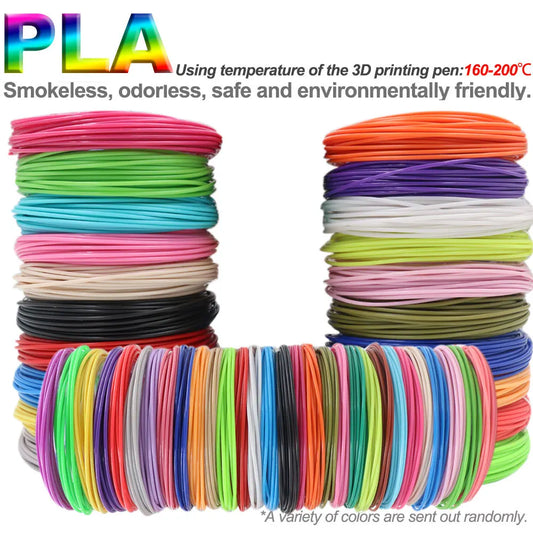 3D Pen Consumables PLA Filament Diameter 1.75mm Color 3D Pen Printing Material 20/30 Colors, 90M 150M 200M, Smokeless,Odorless
