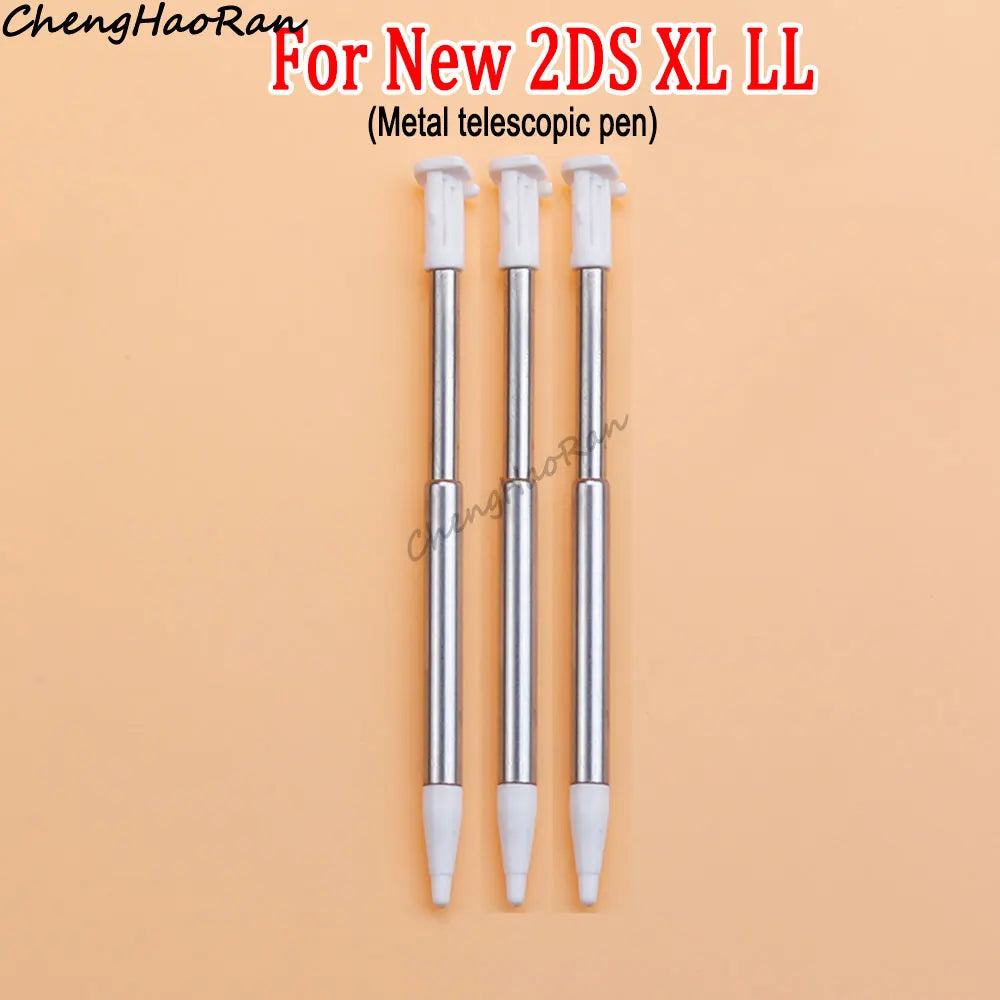 3 Pcs White Metal Retractable Pen & Plastic Pen For New 3DS XL LL/New 2DS LL XL /NDSL NDS Lite NDSi NDS Wii U 2DS 3DS Stylus Pen