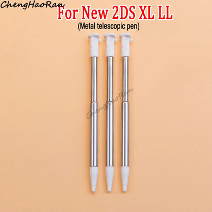 3 Pcs White Metal Retractable Pen & Plastic Pen For New 3DS XL LL/New 2DS LL XL /NDSL NDS Lite NDSi NDS Wii U 2DS 3DS Stylus Pen