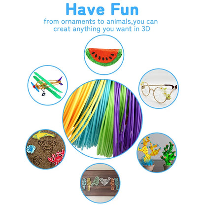 3D Pen PLA Filament 1.75mm 12 Colors 9M 18M 36M 3D Printing Pen Refills Safety No Pollution Stereoscopic Modeling 3D Printer Pen