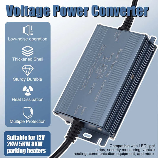 AC Power Converter Adapter 110V 220V To DC 12V 20A For Parking Heater 2KW 5KW 8KW High Power Supply With European Standard Plug