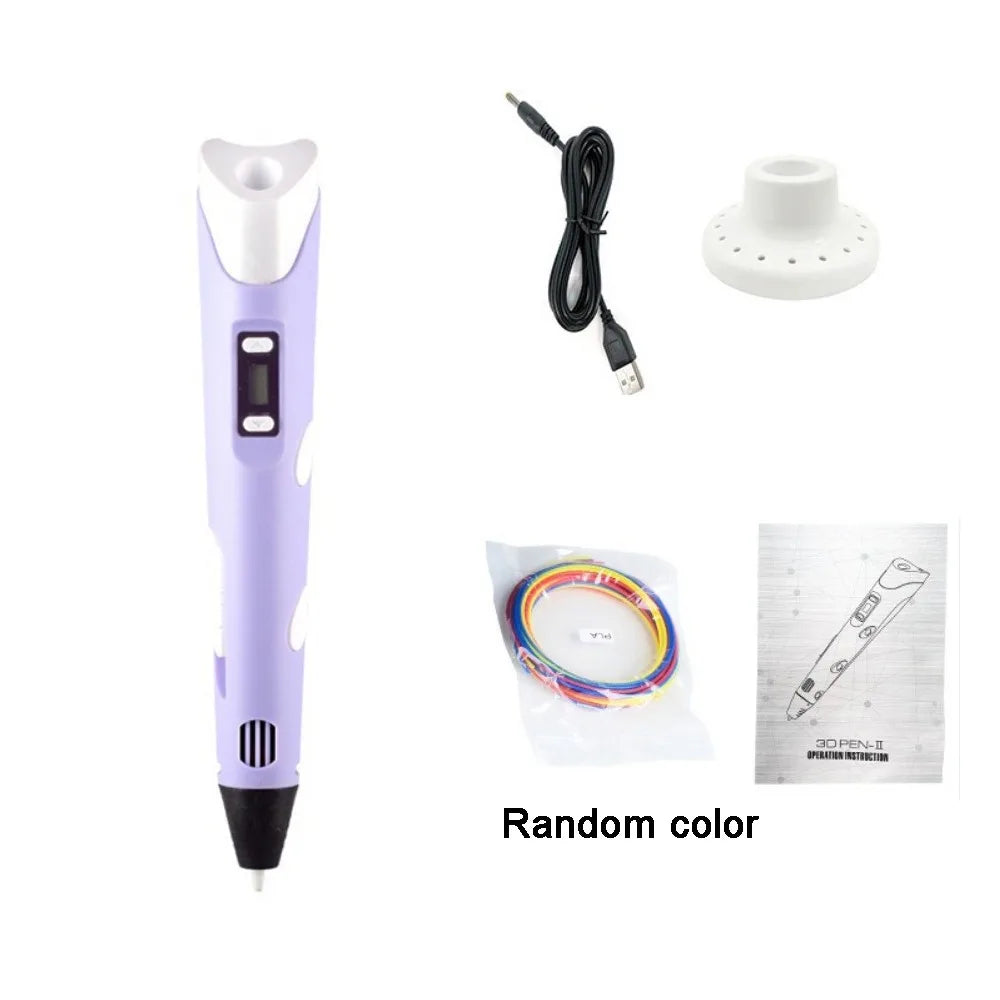 USB 3D Printing Pen Adjustable Speed LED Display DIY Drawing Pens Safe Painting with PLA Filament 3D Graffiti Drawing Tool