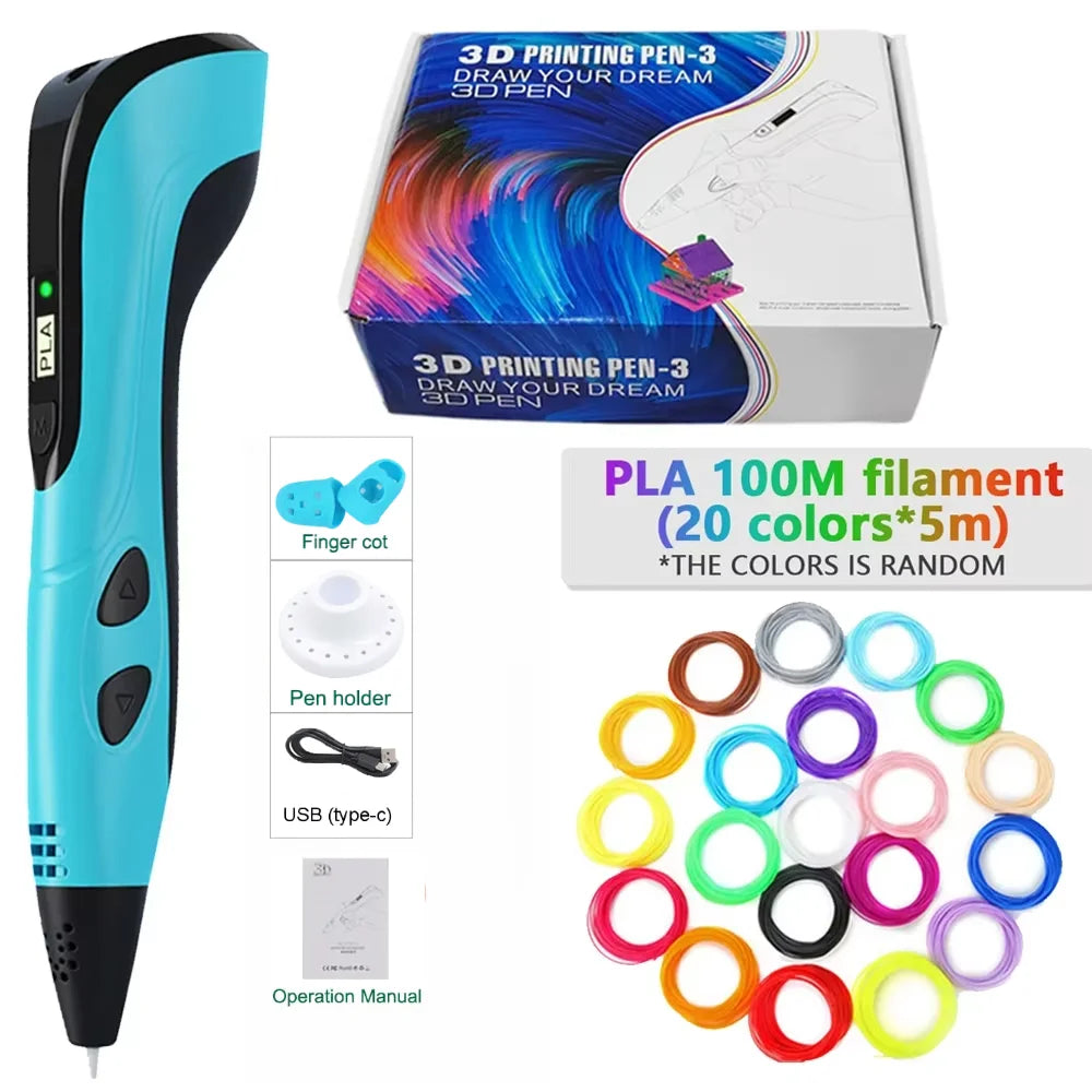 New Style 3D Printing Pen 3D Pen Set for Kids with Power Supply Pla Filament Travel Case Birthday Christmas Gift for Kids