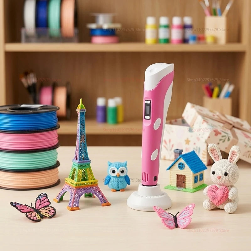 3D Printing Pen for Kids and Adults with 9M PLA Filament Safe High Temperature DIY Graffiti Art Drawing Gift for Birthday