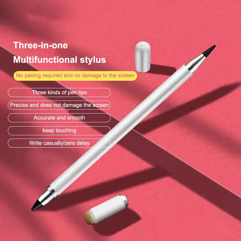 Premium Universal Stylus Pen for Smart Phones, iPads, & Tablet Drawing - 3 in 1 Design
