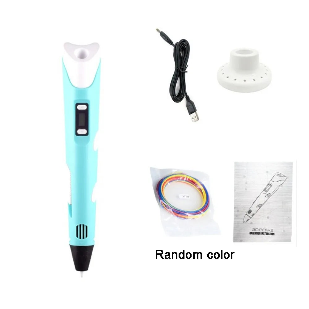 USB 3D Printing Pen Adjustable Speed LED Display DIY Drawing Pens Safe Painting with PLA Filament 3D Graffiti Drawing Tool