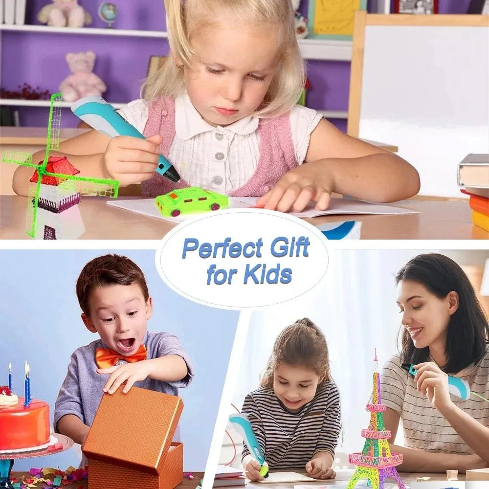 Electronic 3D Printing Pen with 36M PLA Consumables High-Temperature 3D Graffiti Tool Intelligent Toy Christmas Birthday Gift
