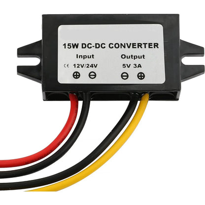 12V/24V to 5V 3A Power Adapter Converter DC-DC Step Down Module USB-A Female/Type C/dual USB/open Wire Connector Waterproof CE