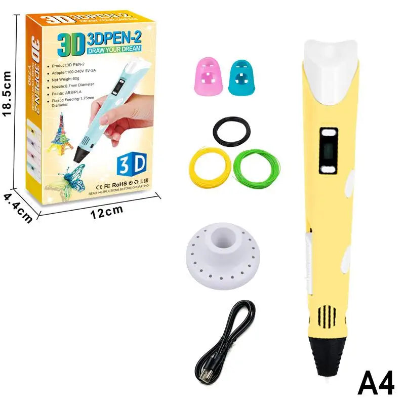 3D Printing Pen Digital Display Intelligent Pen Making Doodles Graffiti ArtsCrafts With USB Cable