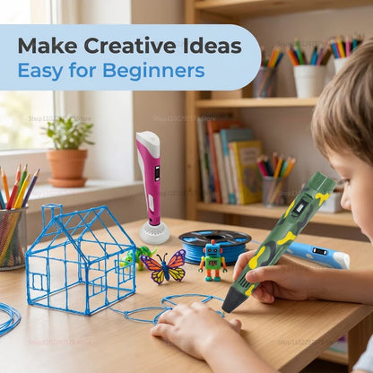 3D Pen Set 3d Printing Pen Drawing Pencil DIY Pens PLA Filament Birthday Christmas Gift For Kids Children Graffti with Charger