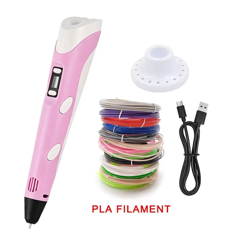 Electronic 3D Printing Pen with Base,USB Type-C 9M PLA Consumables High-Temperature 3D Drawing Tool Christmas and Birthday Gift