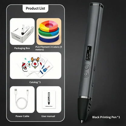 Professional 3D Printing Pen with OLED Screen Intelligent AI Chip 3 Gears Adjustable Ceramic Nozzle Support PLA/ABS 1.75mm