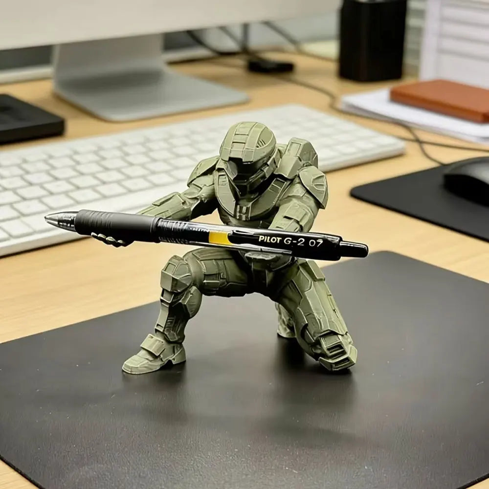 3D Printed Pen Holder, Cool Tech Soldier Pen Stand, Creative Desktop Decoration Storage, Stylish Stationery Display Decoration
