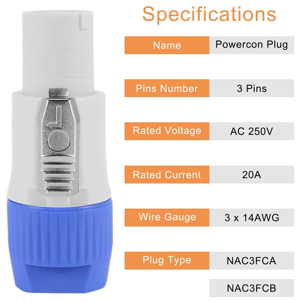 10PCS Powercon Connector Males 3 Pin Speaker  3 Pin Male Power Connector 20A 250V AC Power  Adapters