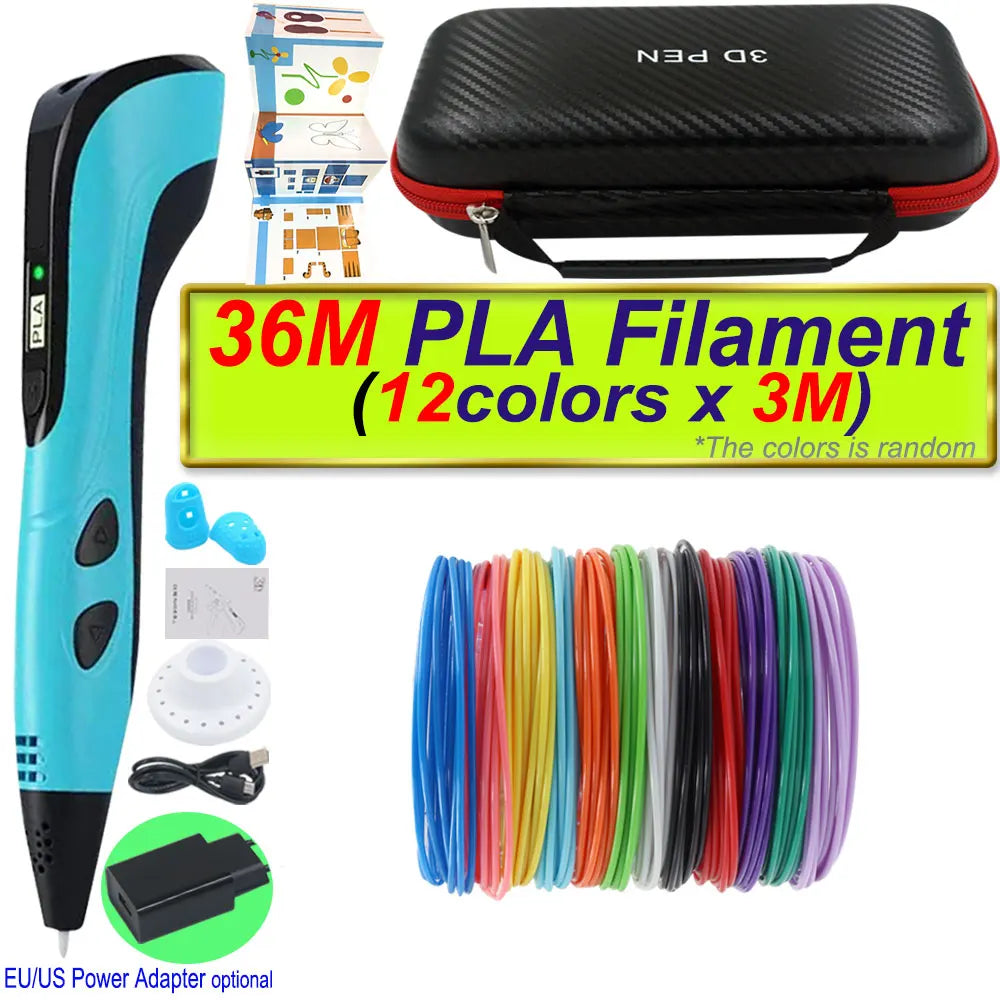 2026 New 3D Printing Pen 3D Pen With Power Adapter LCD Display Travel Case PLA Filament Birthday Christmas Gift Loved by Kids