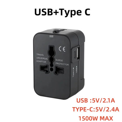 Universal Travel AC Power Adapter with Dual USB Ports EU US UK AU Outlet Converter Socket Plug Global Conversion Charger