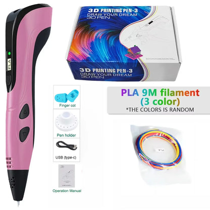 New Style 3D Printing Pen 3D Pen Set for Kids with Power Supply Pla Filament Travel Case Birthday Christmas Gift for Kids